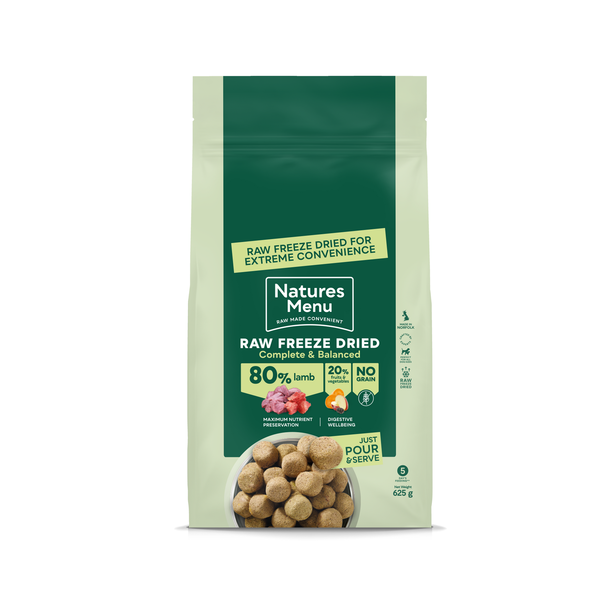 Natures menu Natures Menu Raw Freeze Dried Balanced Lamb Adult Dry Dog Food pet food packaging