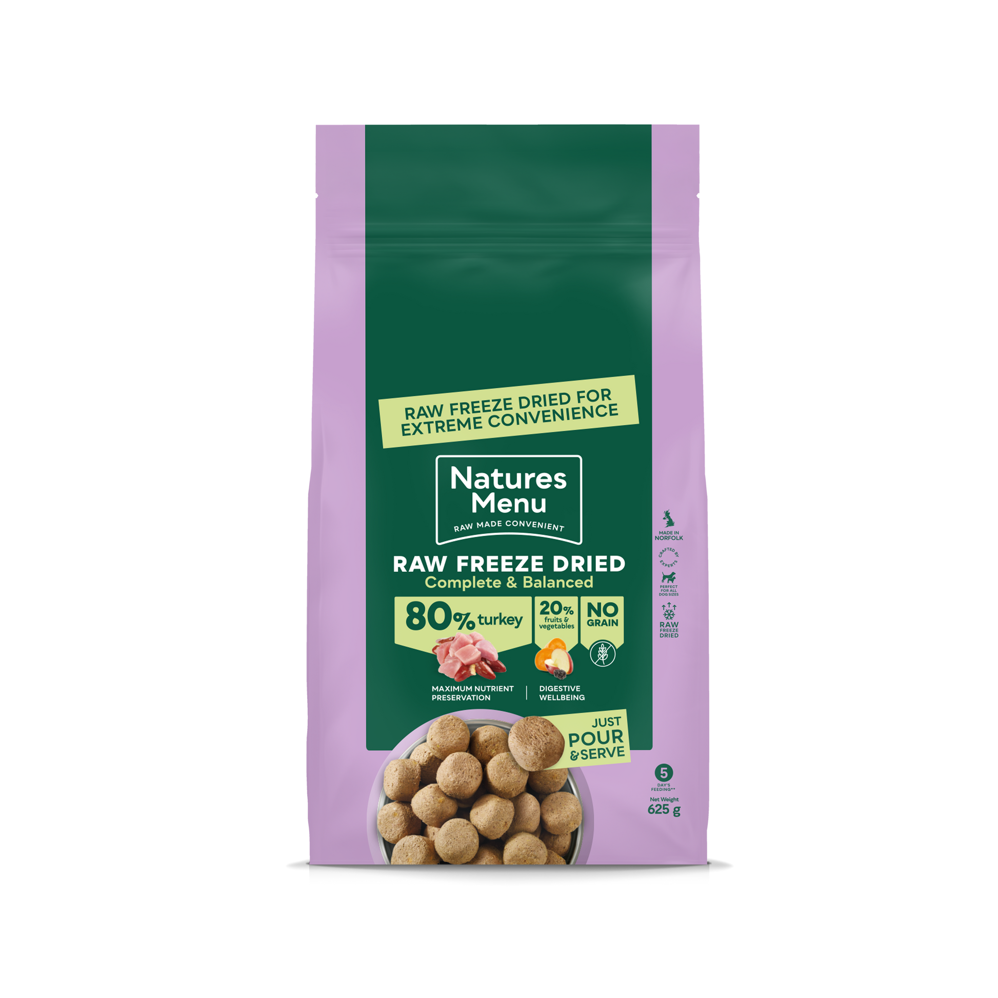 Natures menu Natures Menu Raw Freeze Dried Balanced Turkey Adult Dry Dog Food pet food packaging
