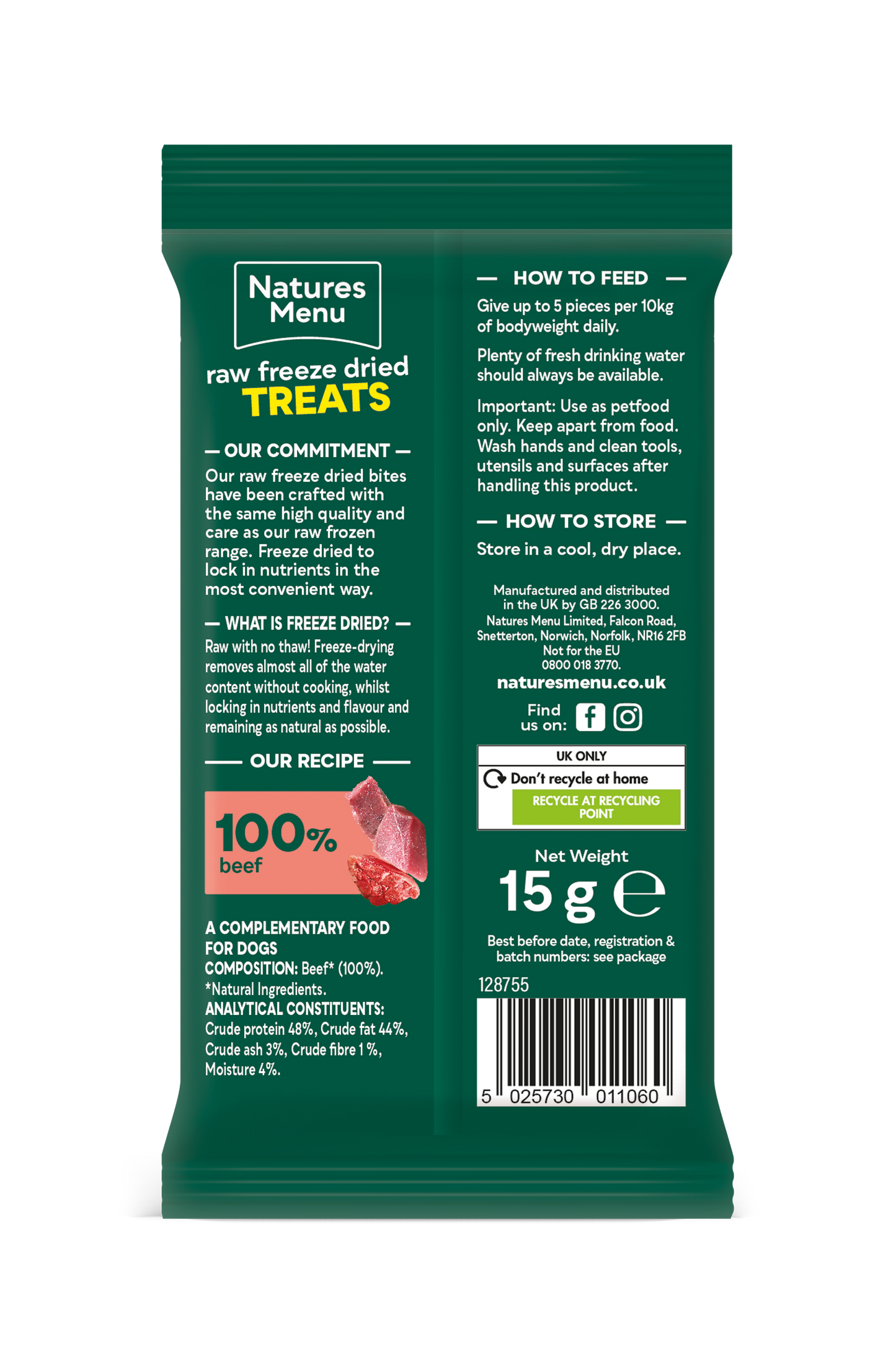 Natures Menu Raw Freeze Dried Beef Bites Dog Treats