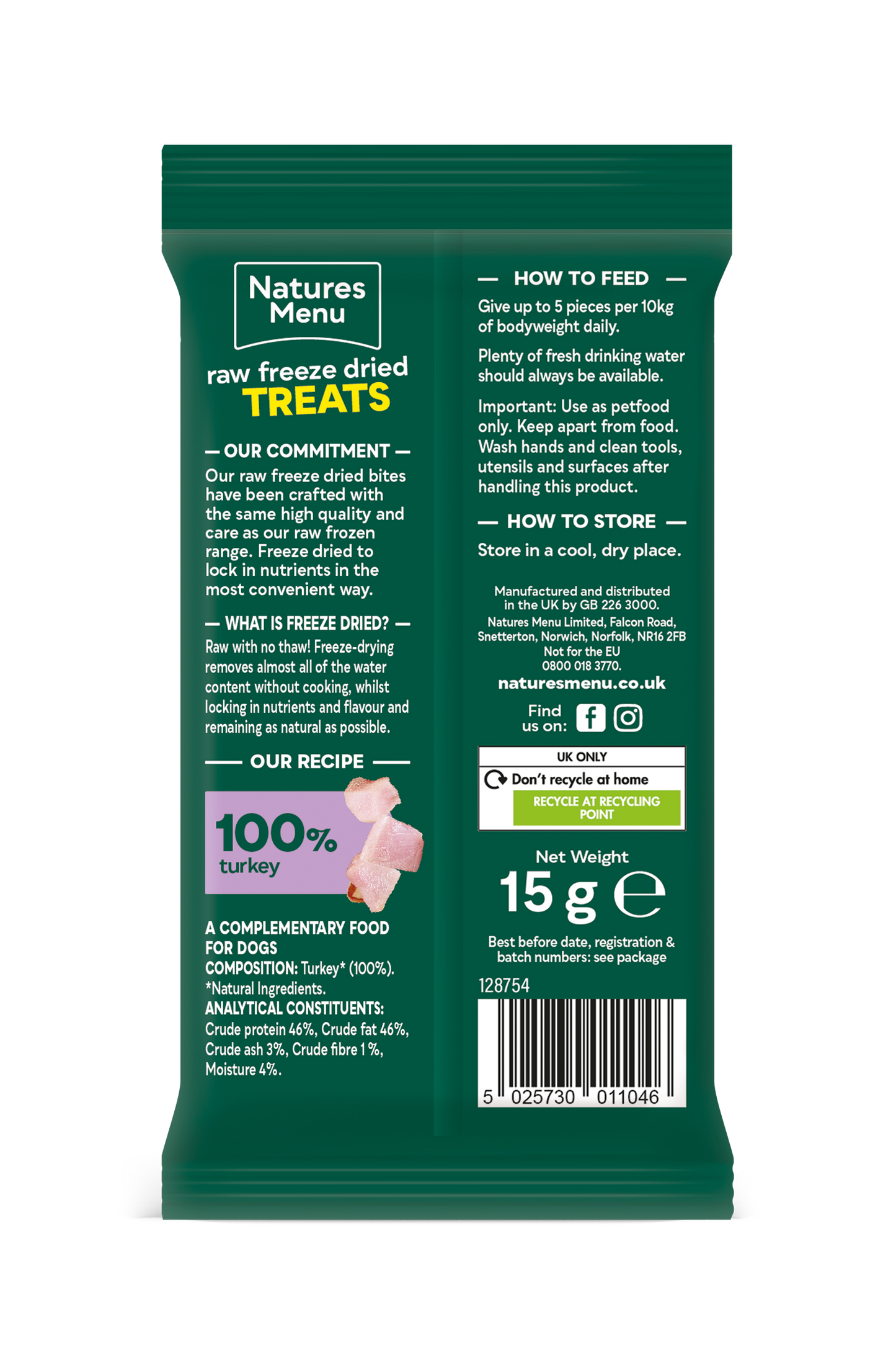 Natures Menu Raw Freeze Dried Turkey Bites Dog Treats