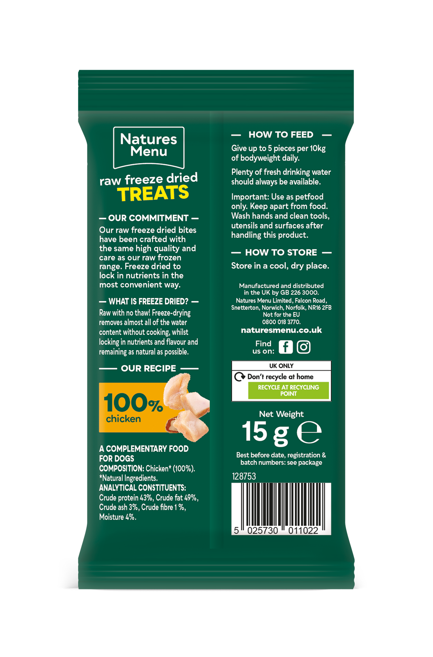 Natures Menu Raw Freeze Dried Chicken Bites Dog Treats