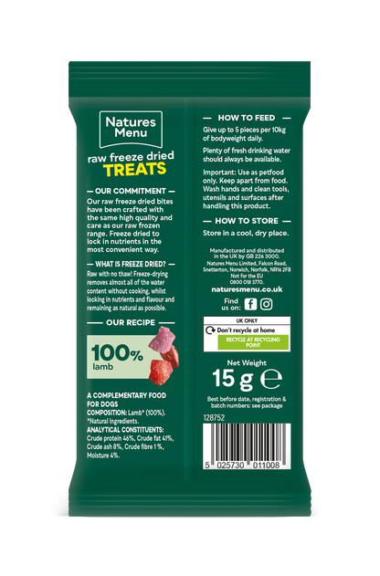 Natures Menu Raw Freeze Dried Lamb Bites Dog Treats
