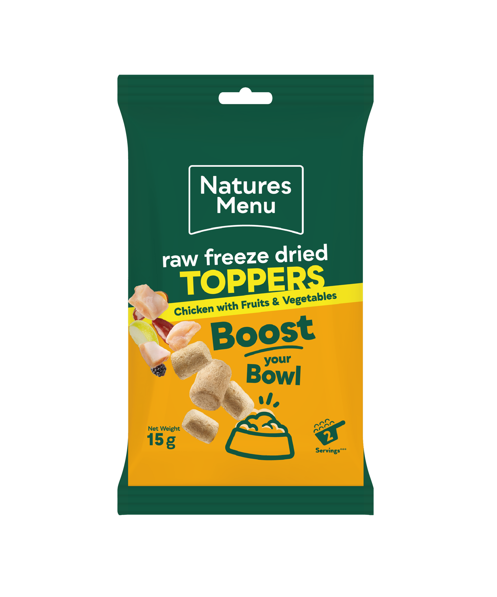 Natures menu Natures Menu Raw Freeze Dried Toppers Chicken Adult Dry Dog Food pet food packaging