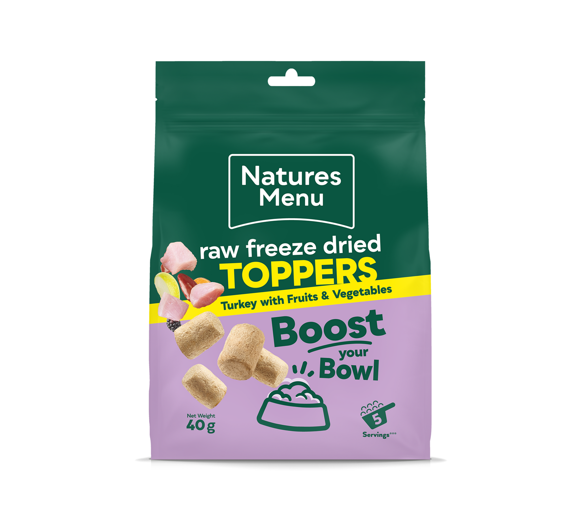 Natures menu Natures Menu Raw Freeze Dried Toppers Turkey Adult Dry Dog Food pet food packaging