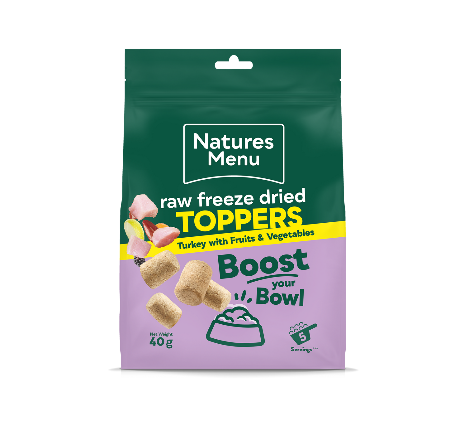Natures Menu Raw Freeze Dried Turkey Toppers Adult Dry Dog Food