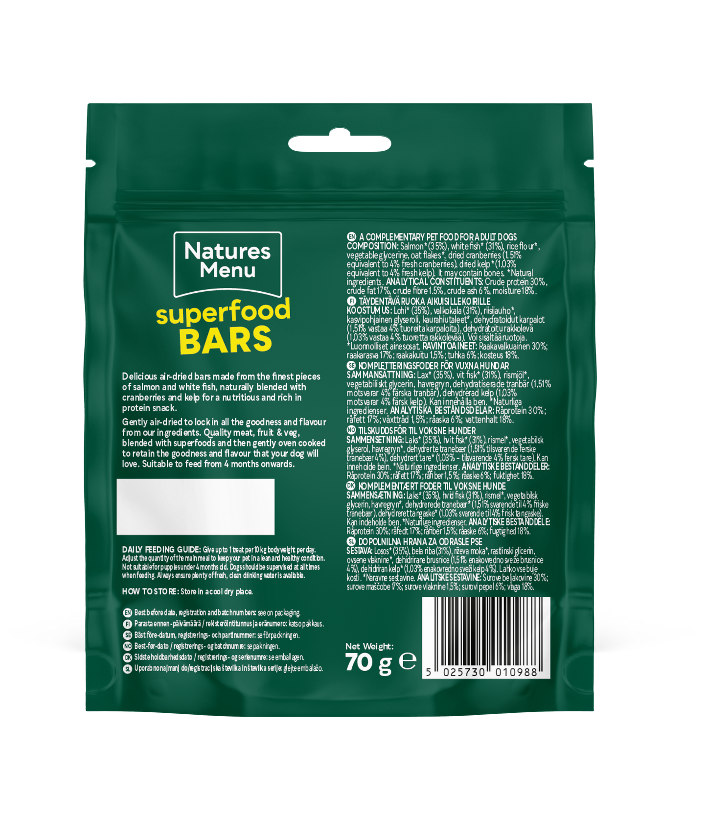 Natures Menu Country Hunter Superfood Bars - Salmon & White Fish Adult Dog Treats