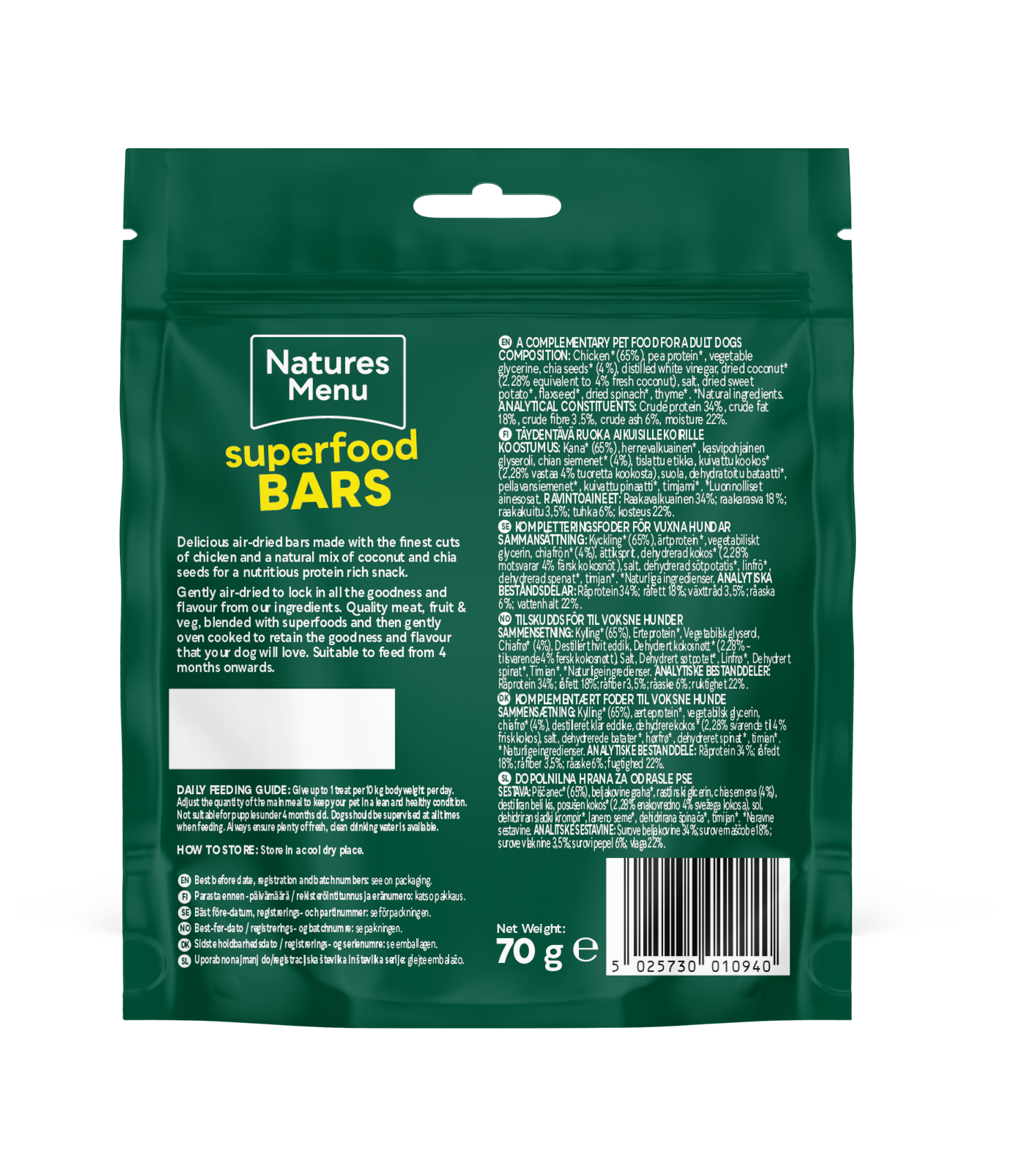 Natures Menu Country Hunter Superfood Bars - Chicken Adult Dog Treats