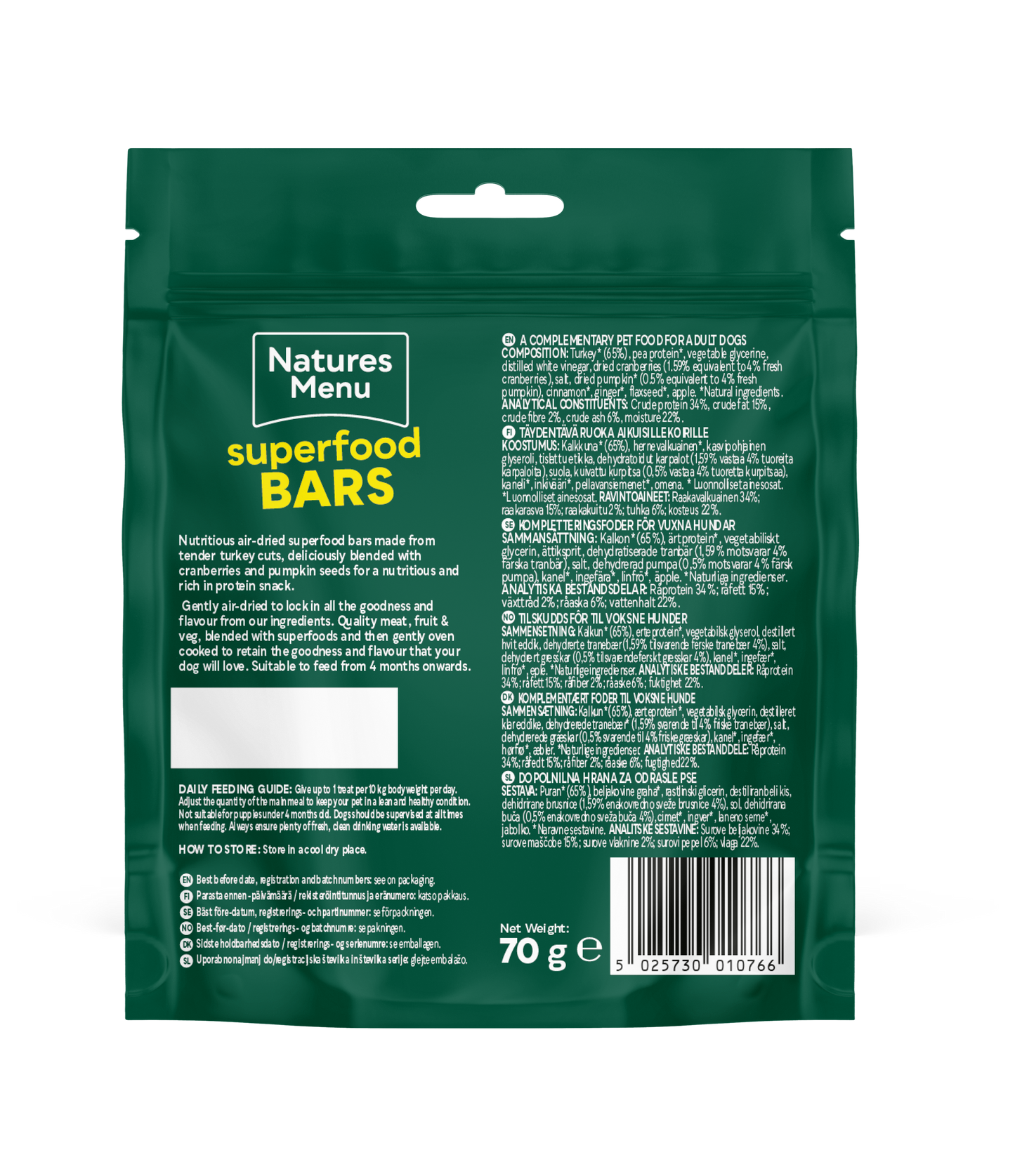 Natures Menu Country Hunter Superfood Bars - Turkey Adult Dog Treats