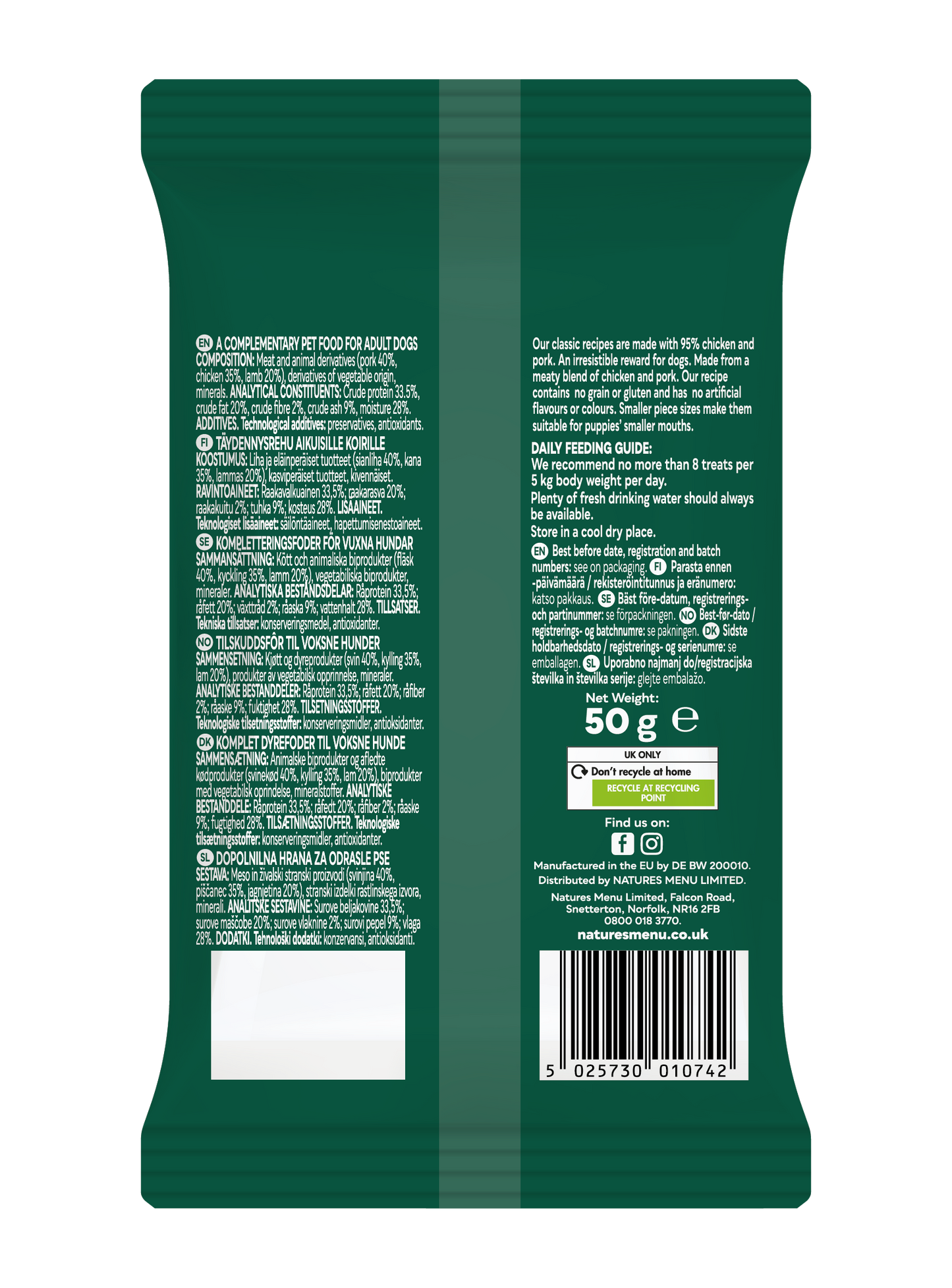 Natures Menu Meaty Treats with Lamb, Chicken & Pork for Adult Dogs