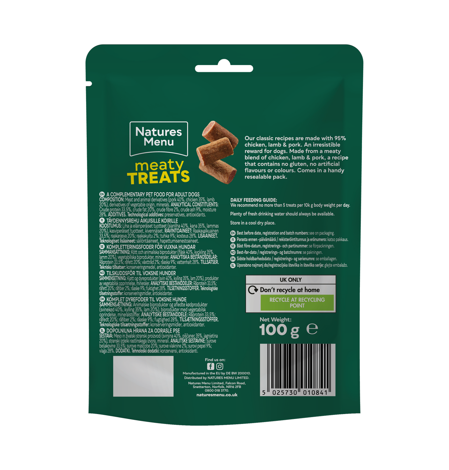 Natures Menu Meaty Treats with Lamb, Chicken & Pork for Adult Dogs