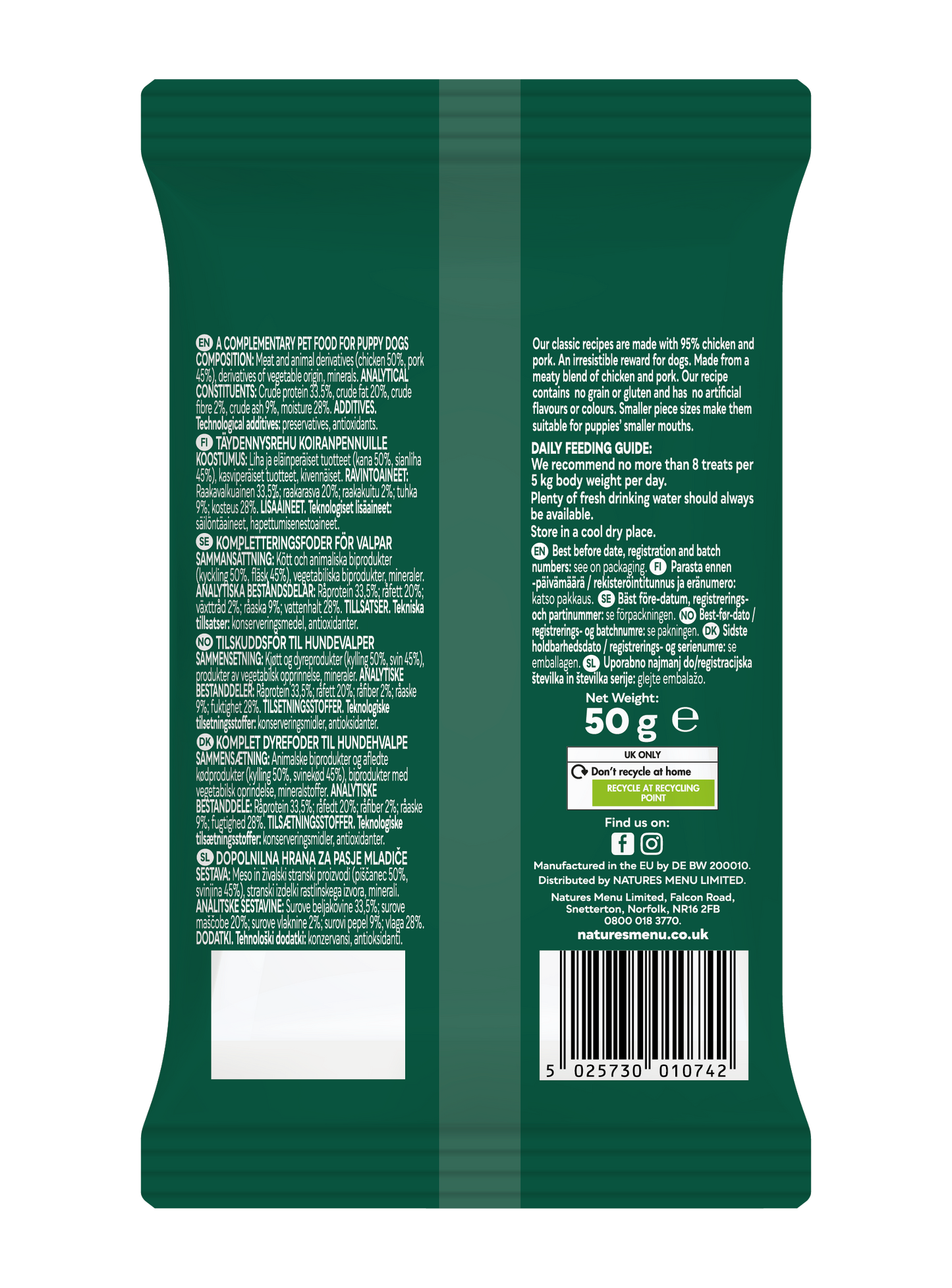 Natures Menu Meaty Treats with Chicken & Pork for Puppy Dogs