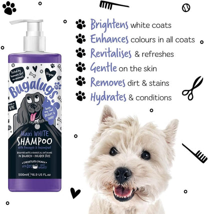 Bugalugs Maxi White Whitening Dog Shampoo with Pineapple & Passionfruit
