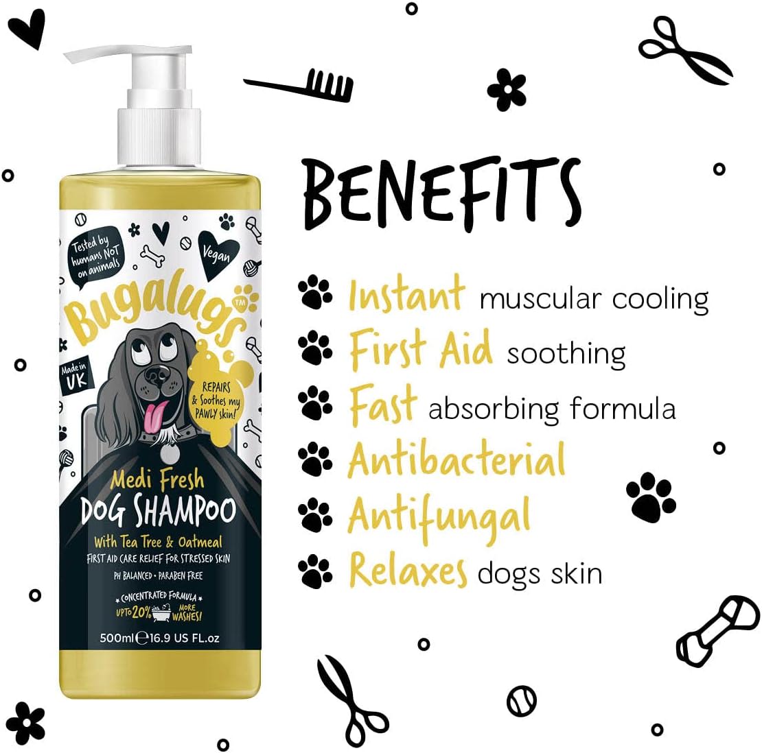 Bugalugs Medi Fresh Dog Shampoo with Tea Tree & Oatmeal