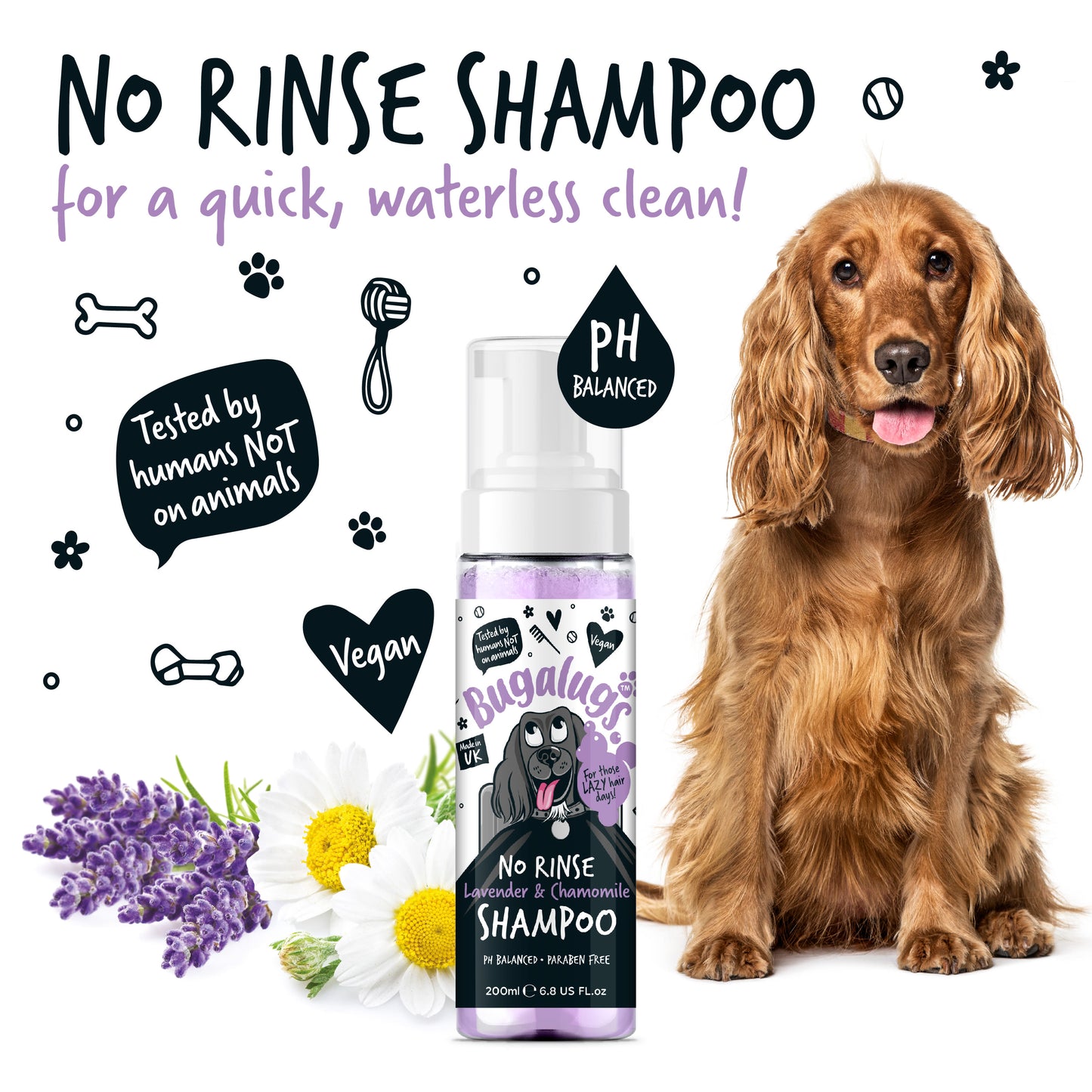 Bugalugs No Rinse Dog Shampoo - Lavender & Chamomile