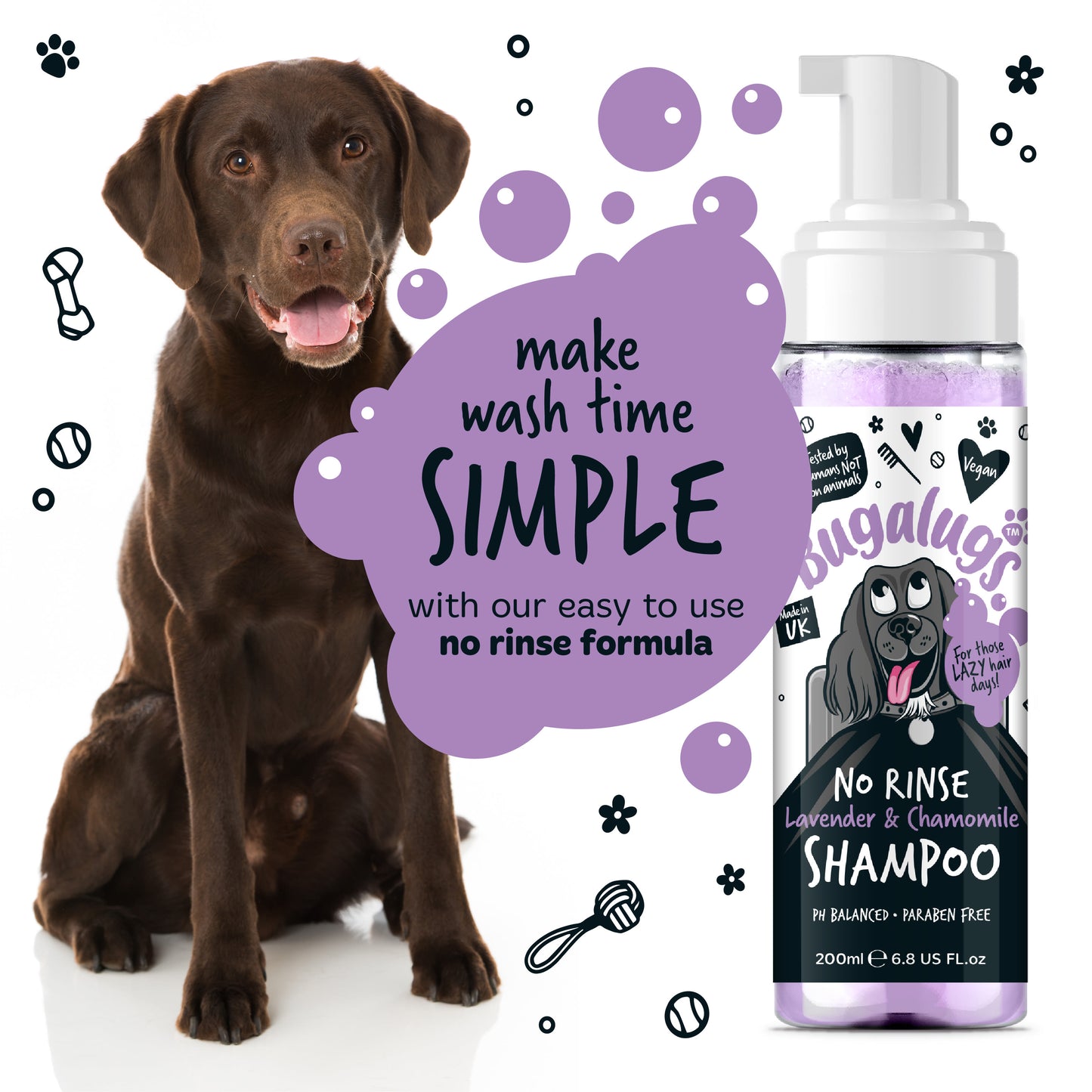 Bugalugs No Rinse Dog Shampoo - Lavender & Chamomile