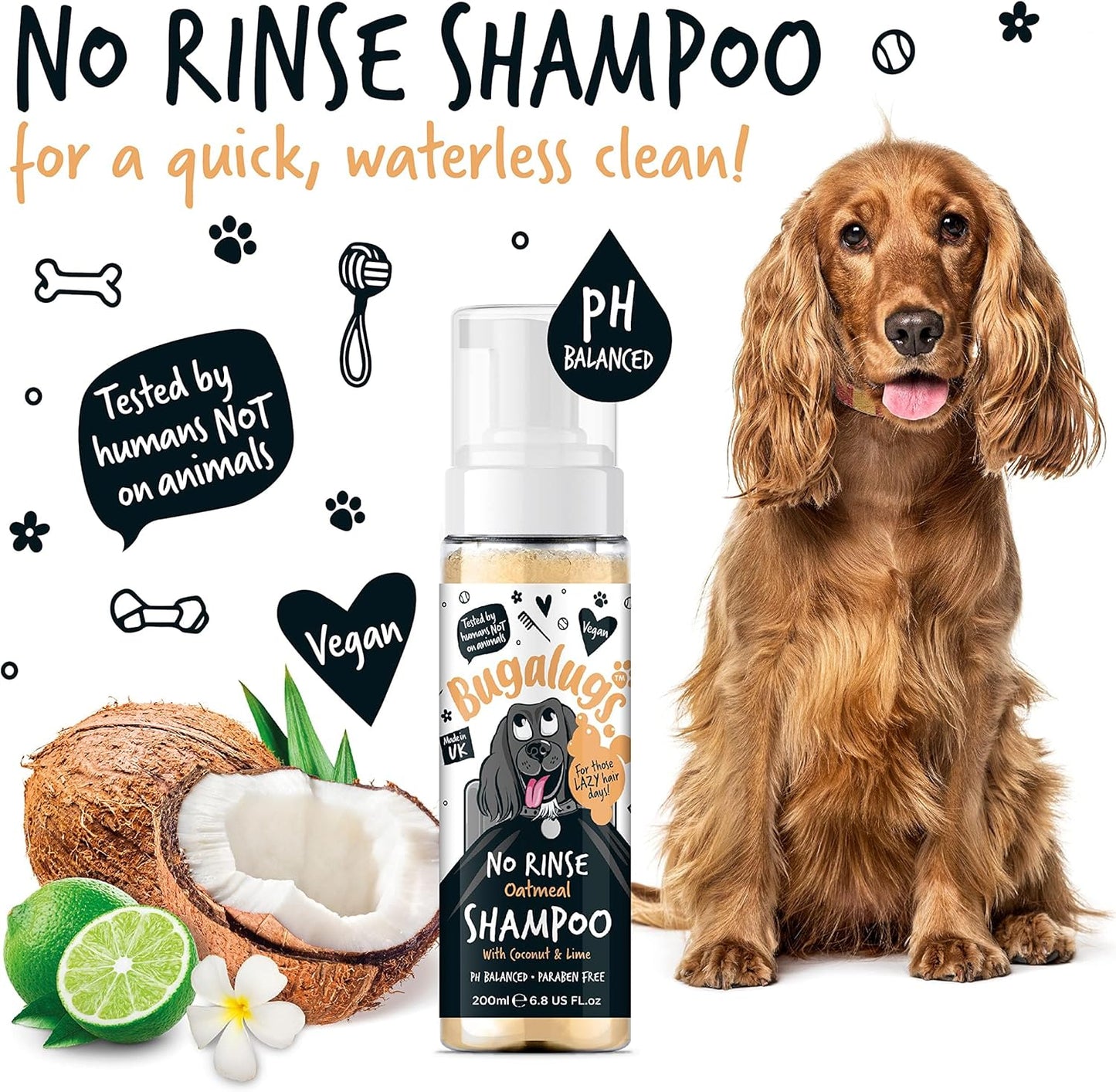 Bugalugs No Rinse Dog Shampoo - Oatmeal