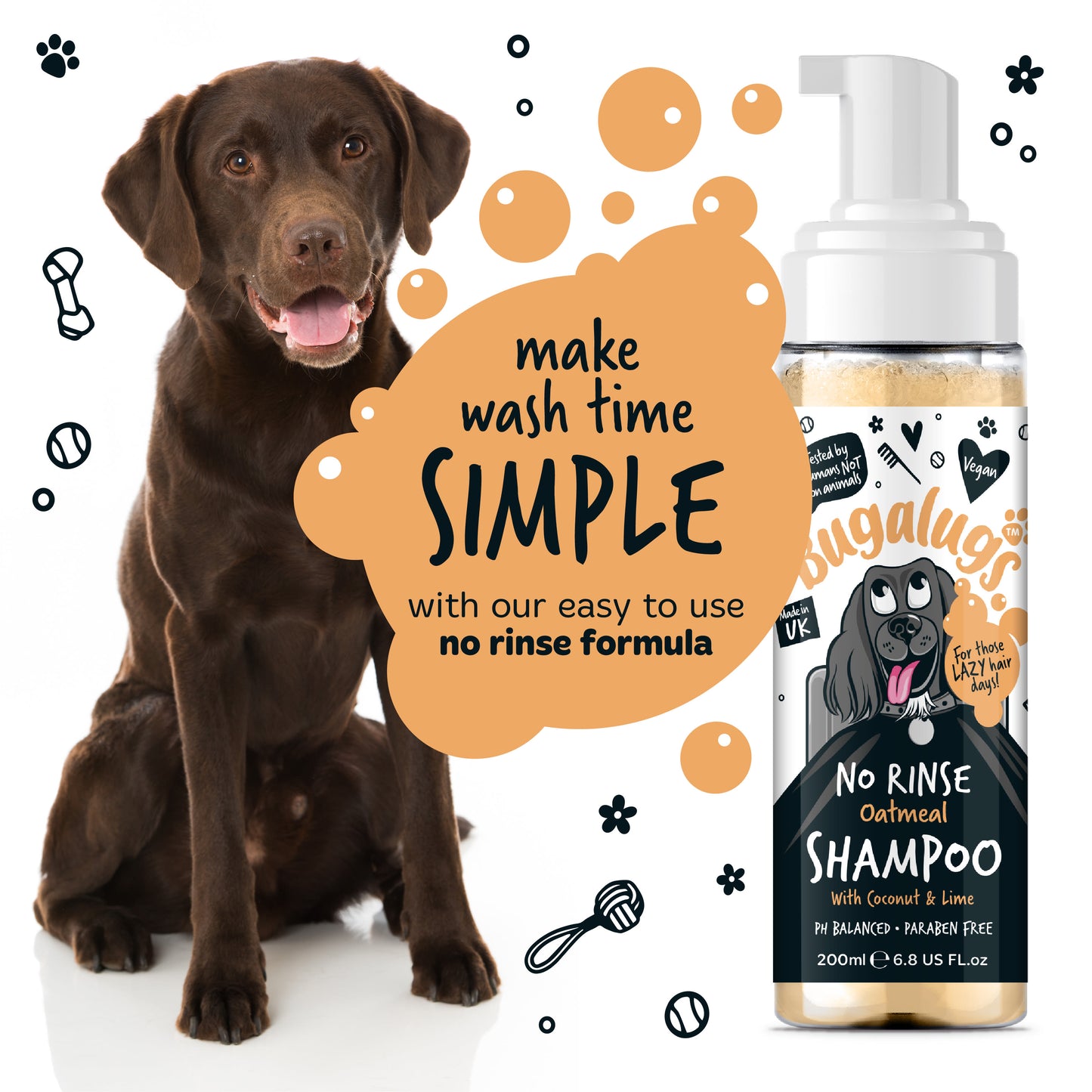 Bugalugs No Rinse Dog Shampoo - Oatmeal