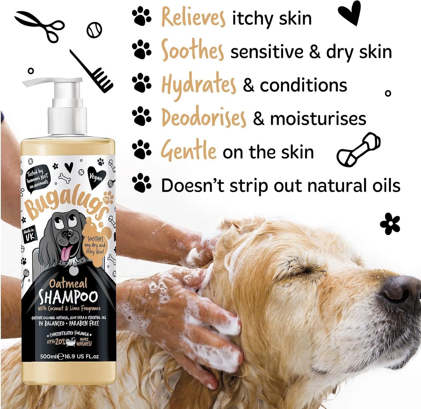 Bugalugs Oatmeal Dog Shampoo with Coconut & Lime Fragrance