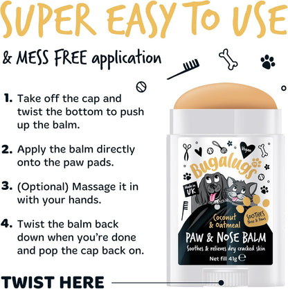Bugalugs Paw & Nose Balm Stick for Dogs with Coconut & Oatmeal