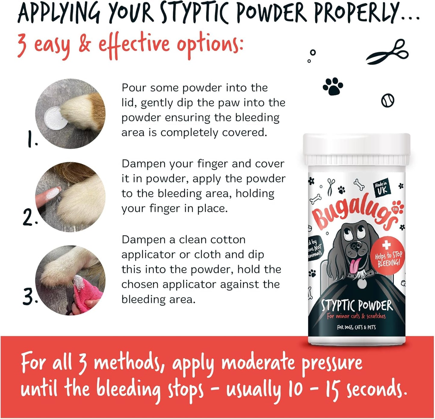 Bugalugs Styptic Powder for Dogs, Cats & Pets