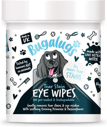 Bugalugs Tear Stain Eye Wipes Pre-soaked & Biodegradable for Dogs