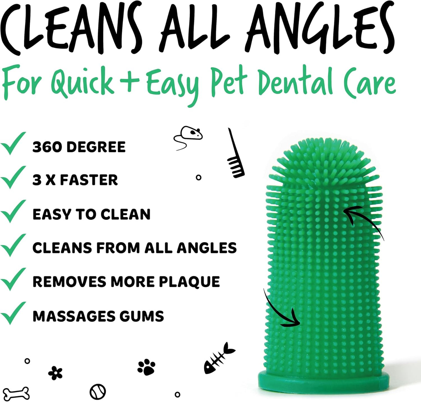 Bugalugs Dental Care Toothpaste Gel with Finger Toothbrush for Dogs & Cats - Fresh Mint