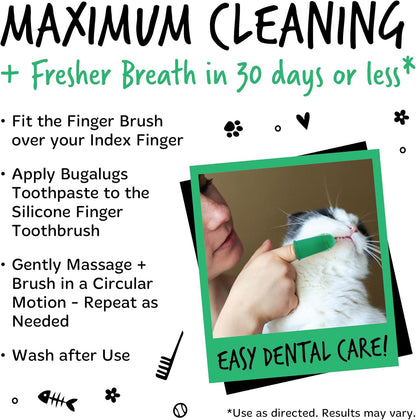 Bugalugs Dental Care Toothpaste Gel with Finger Toothbrush for Dogs & Cats - Fresh Mint