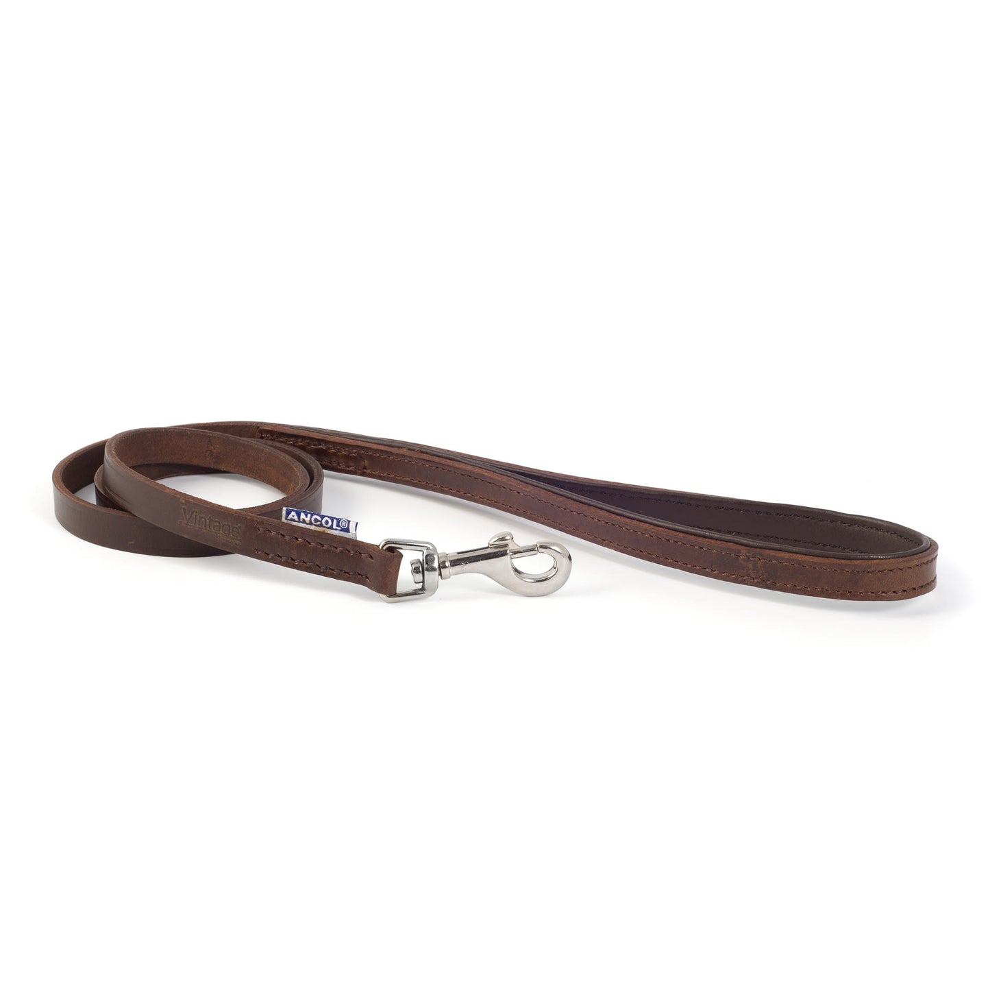 Ancol Heritage Vintage Leather Padded Dog Lead - Chestnut