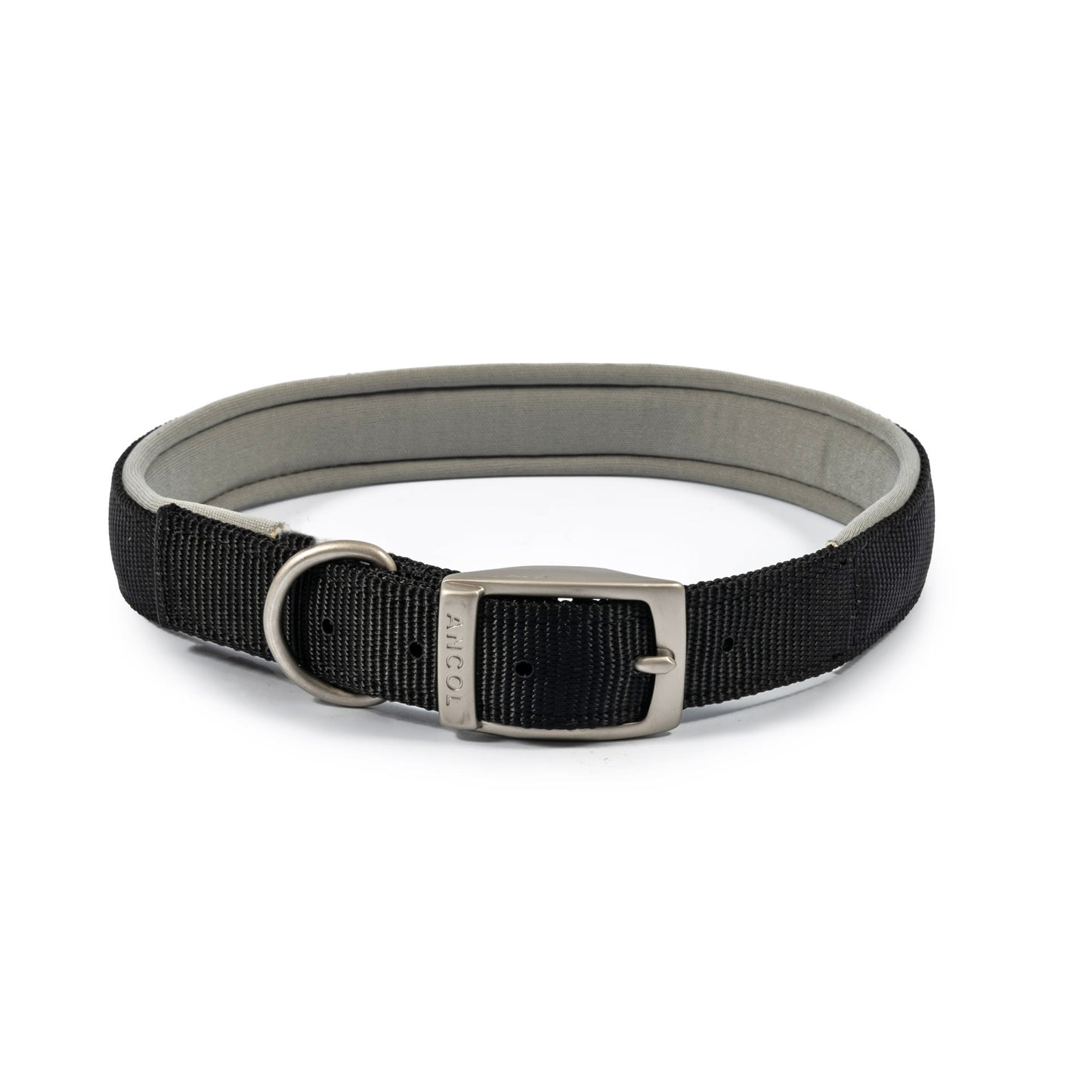 Ancol Viva Nylon Padded Buckle Dog Collar - Black