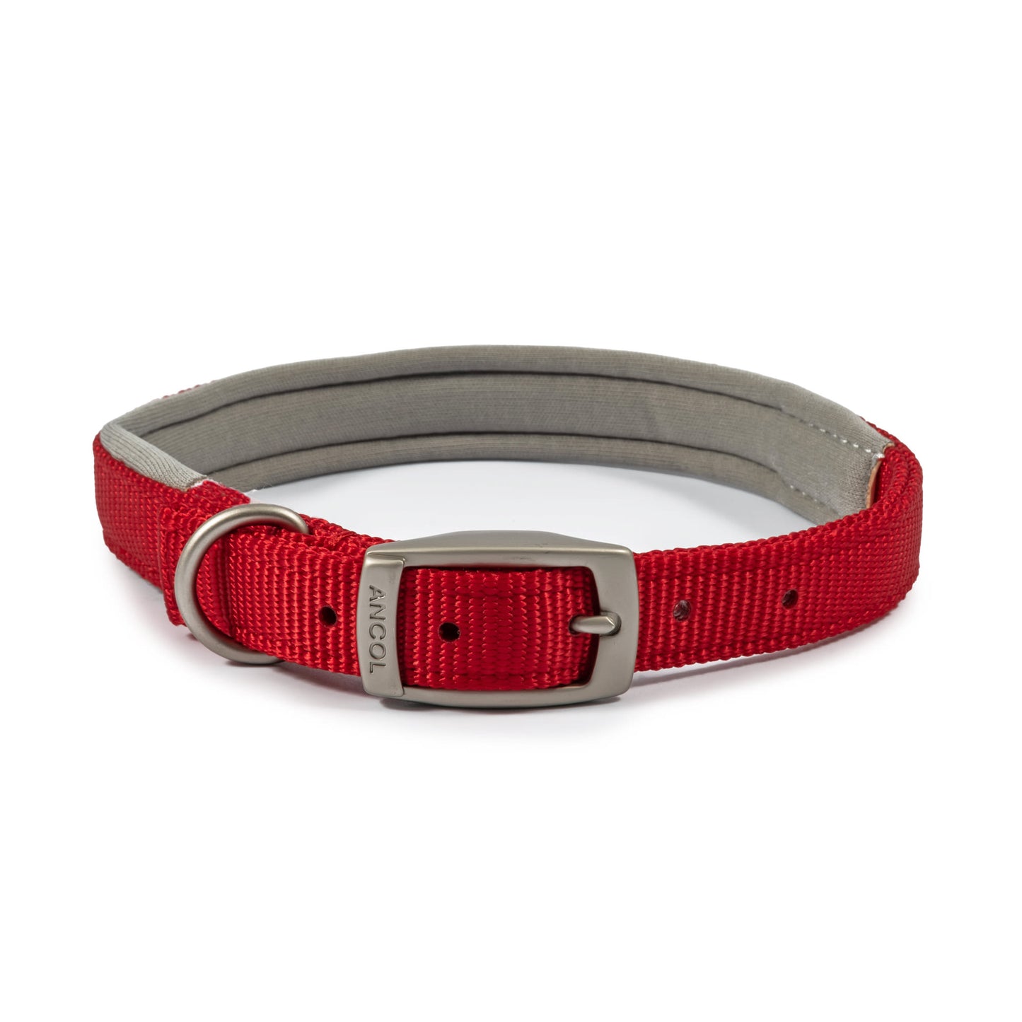Ancol Viva Nylon Padded Buckle Dog Collar - Red