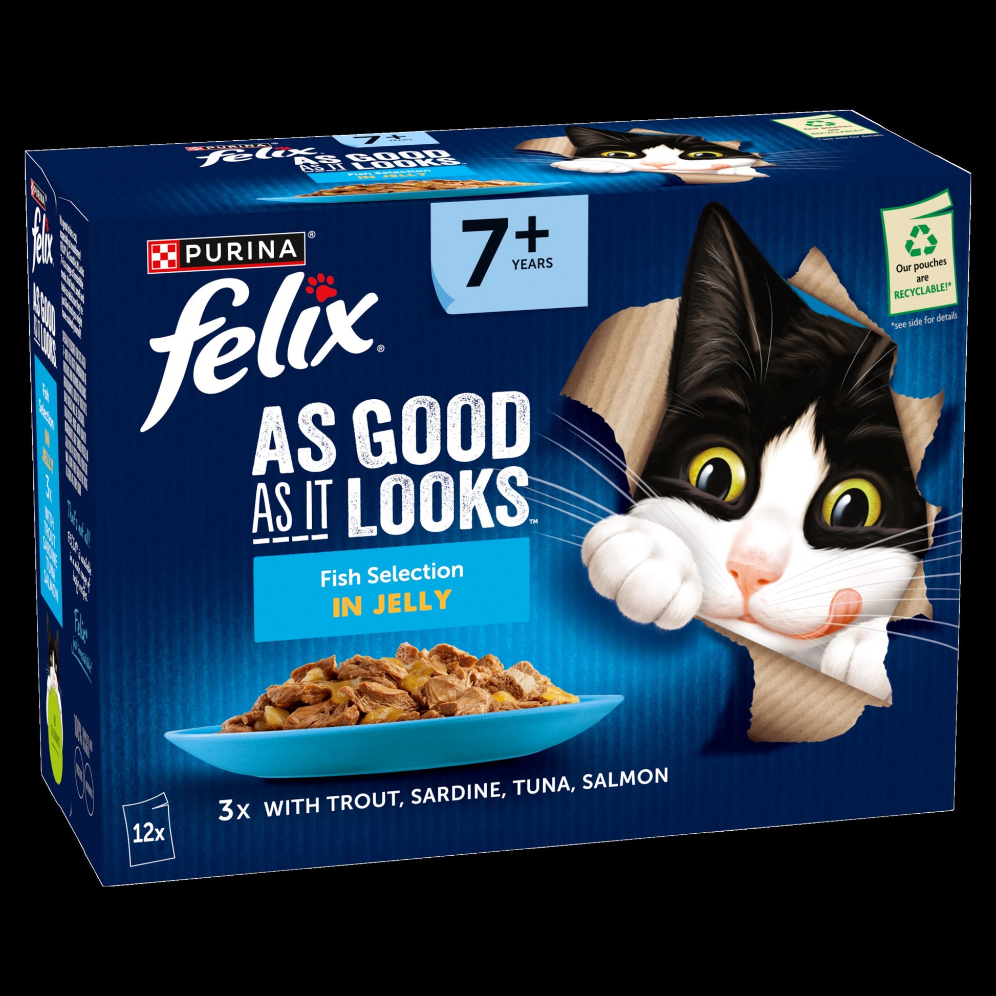 Felix As Good As it Looks Senior 7+ Fish in Jelly Wet Cat Food