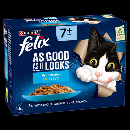 Felix As Good As it Looks Senior 7+ Fish in Jelly Wet Cat Food