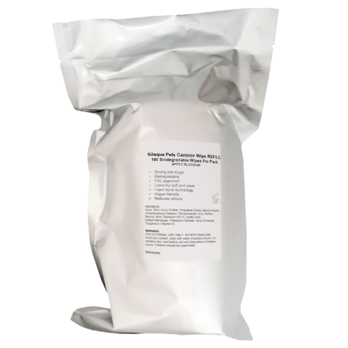 Nilaqua Pets Biodegradable Bamboo Pet Wipes Apple Refills