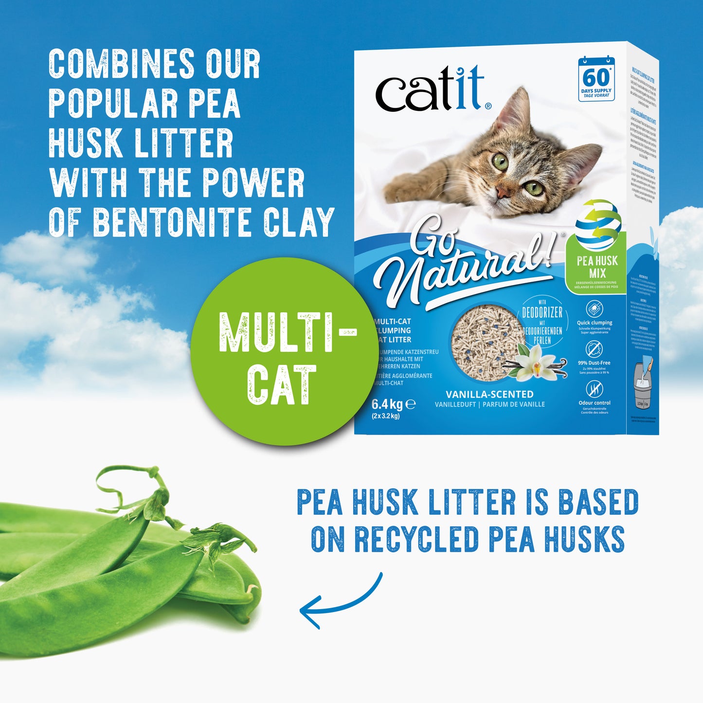 Catit Go Natural Pea Husk Cat Litter - Mix Vanilla