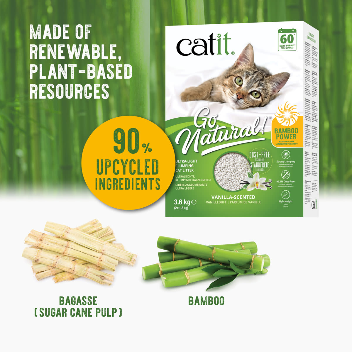 Catit Go Natural Bamboo Cat Litter - Vanilla
