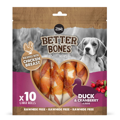 Zoe Better Bones Duck Wrap Large Rolls for Dogs