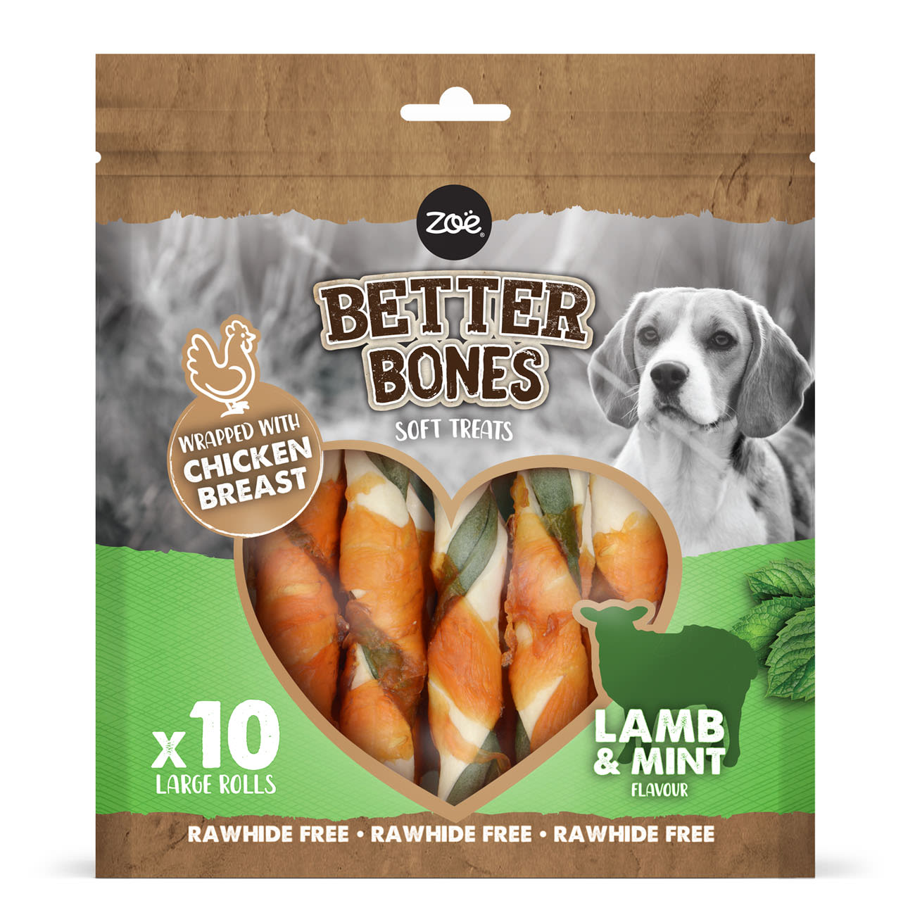 Zoe Better Bones Lamb Mint Wrap Large Rolls for Dogs