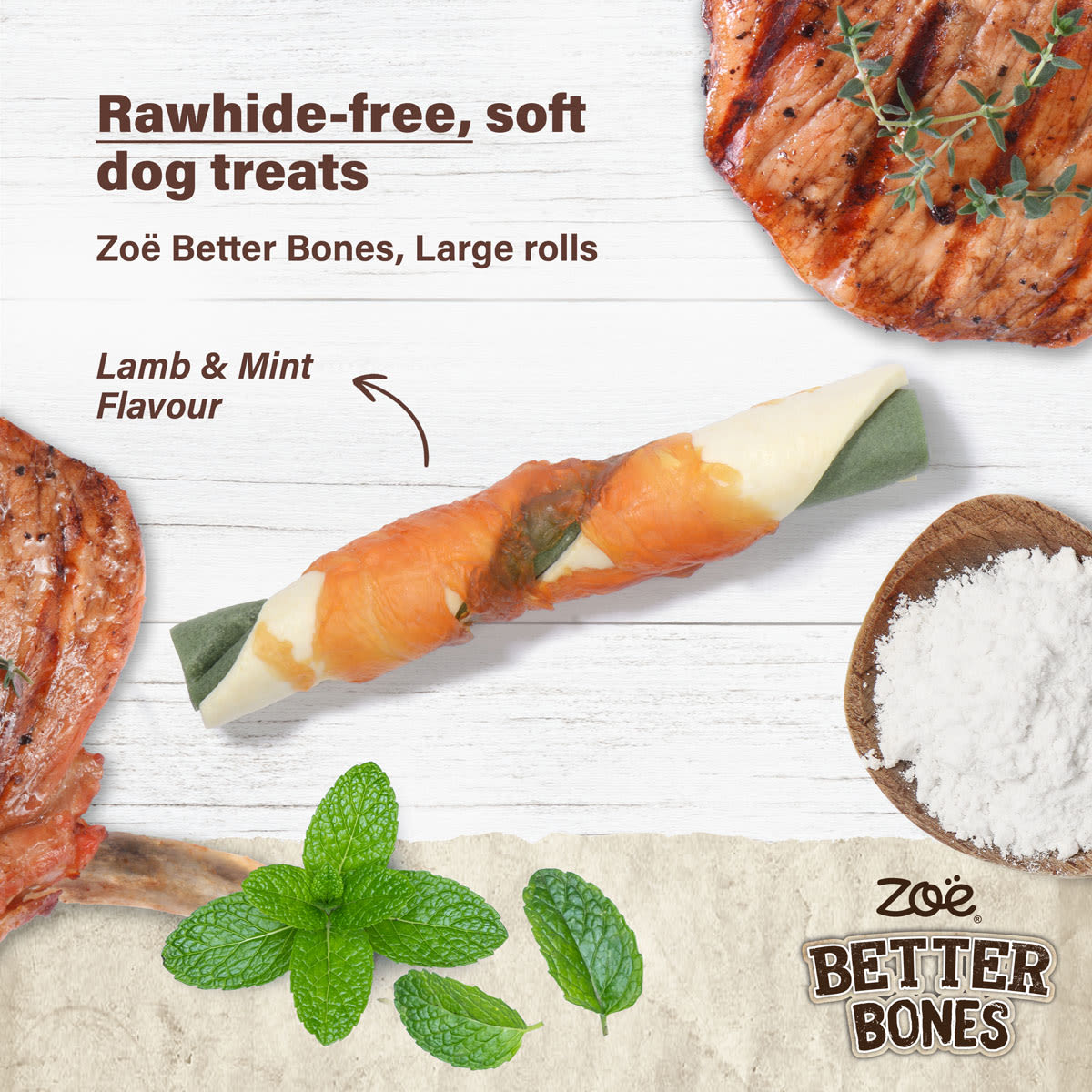 Zoe Better Bones Lamb Mint Wrap Large Rolls for Dogs