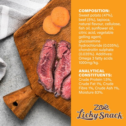 Zoe Licky Snack Sweet Potato & Beef Recipe Dog Treat