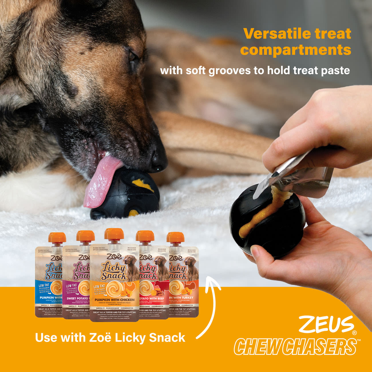 Zeus ChewChasers Treat Ball Dog Toy