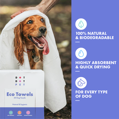 DotDotPet Biodegradable Eco Dog Towels - 20 Pack
