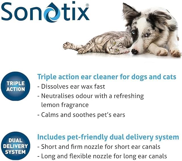 Sonotix Triple Action Ear Cleaner for Dogs and Cats