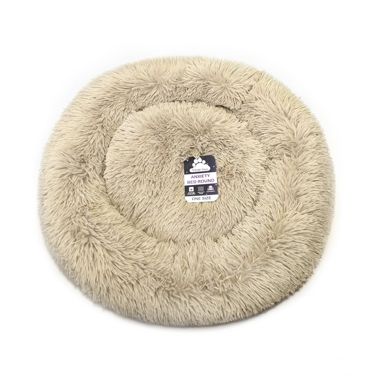Dream Paws Round Anxiety Reducing Plush Pet Bed