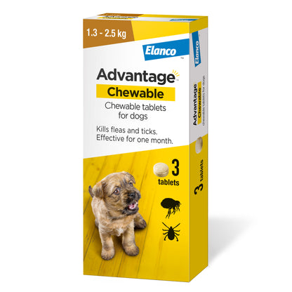 Advantage Chewable Flea and Tick Protection for Dogs - 3 Pack