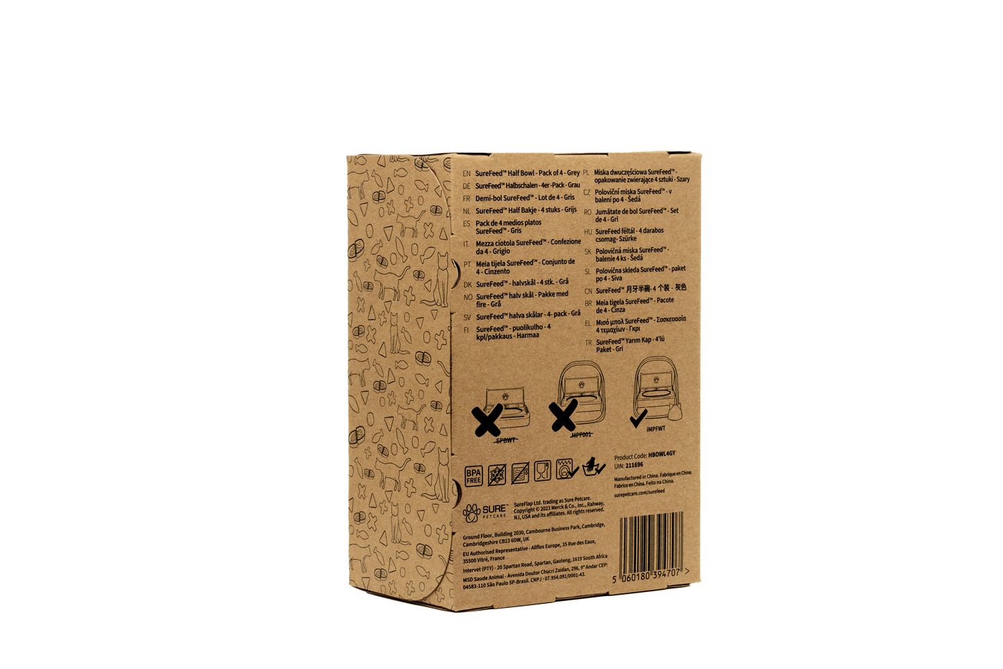 Surefeed Pet Feeder Half Bowl - Grey