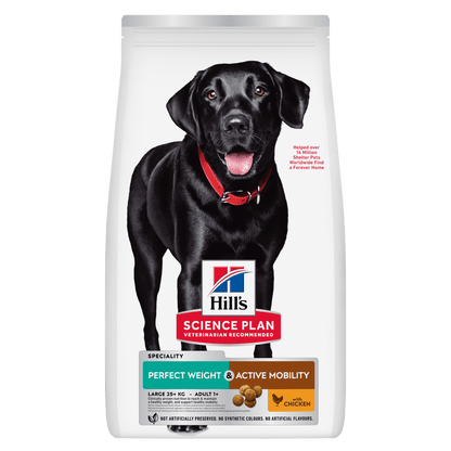 Hill's Science Plan Perfect Weight & Active Mobility Adult Large Dry Dog Food with Chicken - 12kg Bag
