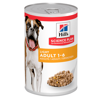 Hill's Science Plan Light Adult Medium Wet Dog Food with Chicken - 12 x 370g Can