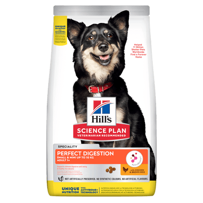 Hill's Science Plan Perfect Digestion Small & Mini Adult 1+ Dry Dog Food with Chicken & Brown Rice - 6kg Bag