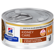 Hill's Prescription Diet k/d Kidney Care Stew Wet Cat Food with Chicken and added Vegetables - 24 x 82g Can