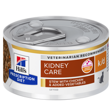 Hill's Prescription Diet k/d Kidney Care Stew Wet Cat Food with Chicken and added Vegetables - 24 x 82g Can